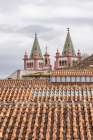 Terceira Island, Azores, Portugal. Red tile roof and spires of the Cathedral of Angra do Heroismo. Art Print